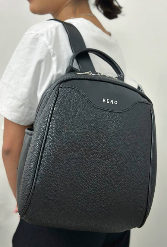 کوله پشتی دخترانه چرم مشکی ساده