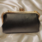 کیف شب زنانه دهنه دار مشکی چرم