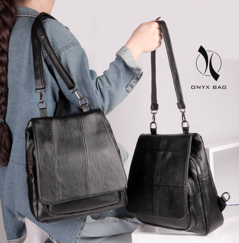 کوله پشتی دخترانه چرم فانتزی زنانه اسپرت اداری دانشجویی مشکی اونیکس onyx  سه کاره وارداتی